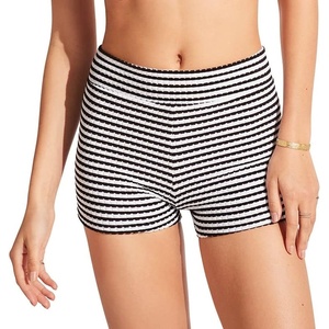 image:imageSeafolly Womens High Rise Boyleg Bikini Bottom SwimsuitSorrento Stripe Black