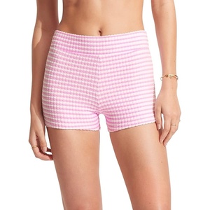 image:imageSeafolly Womens High Rise Boyleg Bikini Bottom SwimsuitSorrento Stripe Parfait Pink
