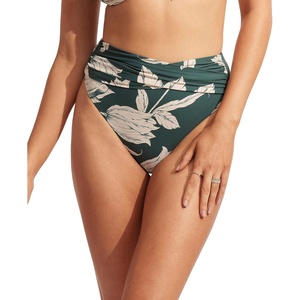 image:imageSeafolly Womens High Waist Wrap Front Bikini Bottom SwimsuitFleur De Bloom Evergreen