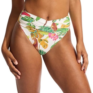 image:imageSeafolly Womens High Waist Wrap Front Bikini Bottom SwimsuitTropica Ecru
