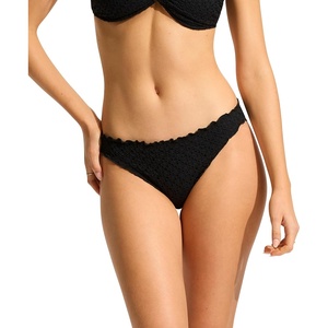 image:imageSeafolly Womens Hipster Full Coverage Bikini Bottom SwimsuitDaydreamer Black