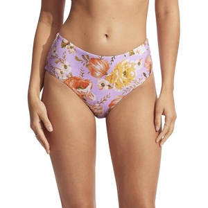 image:imageSeafolly Womens Hipster Full Coverage Mid Rise Wide Side Bikini Bottom SwimsuitParadise Garden Lilac