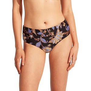 image:imageSeafolly Womens Hipster Full Coverage Mid Rise Wide Side Bikini Bottom SwimsuitSilk Road Black