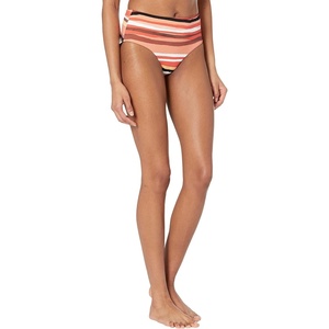 image:imageSeafolly Womens Hipster Full Coverage Mid Rise Wide Side Bikini Bottom SwimsuitSun Stripe Black
